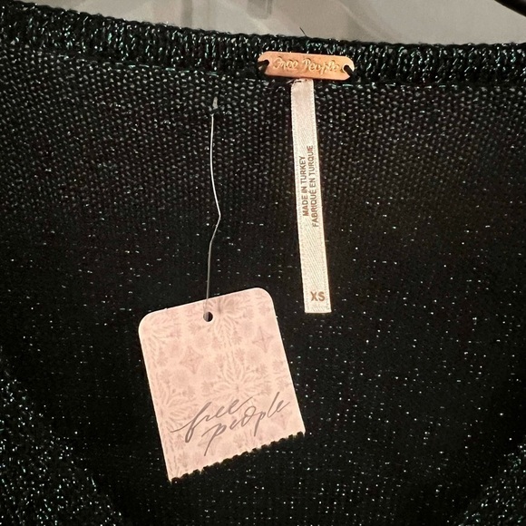 FREE PEOPLE EMMALINE metallic green cardigan. NWT Size XS - Picture 5 of 6